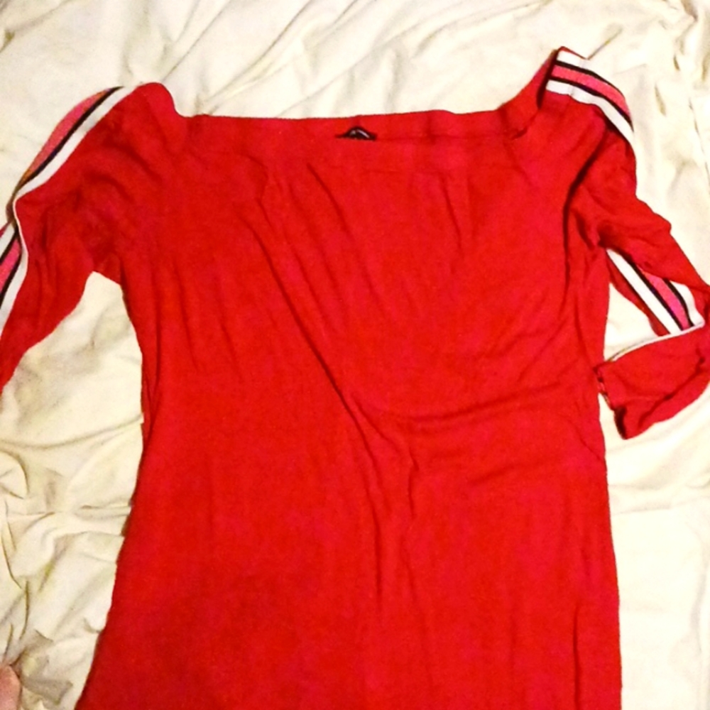Red off the shoulder dress
